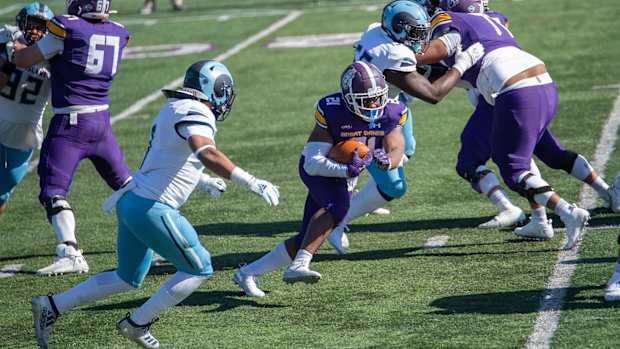 UAlbany running back Karl Mofor